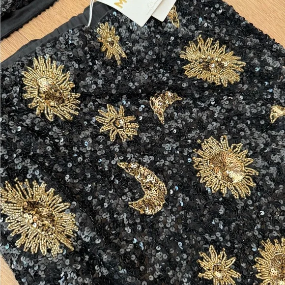 Show Me Your Mumu Black and Gold Sequin Celestial Skirt - Picture 2 of 3